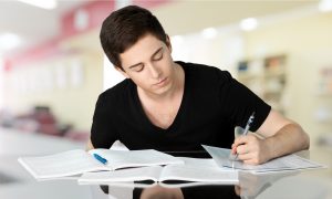 Teenager Student Studying Black Homework University Teenagers Only